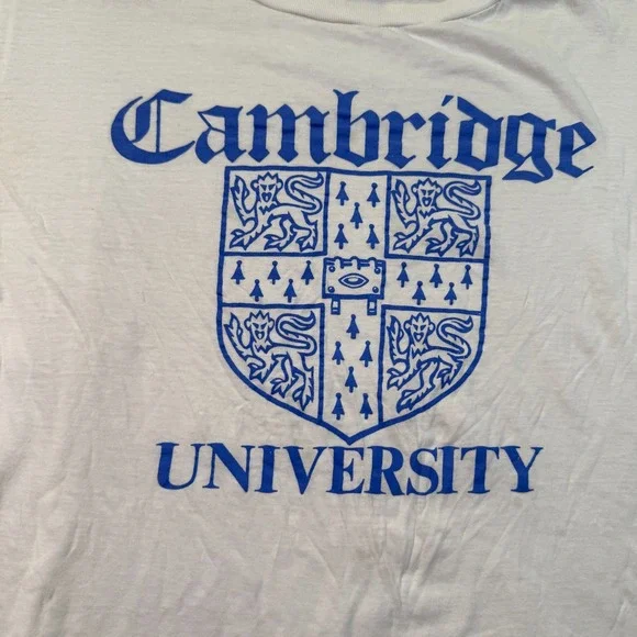 VTG 90s Cambridge University Shirt Made in the UK Tag Medium Fits Cropped Look - Picture 2 of 11